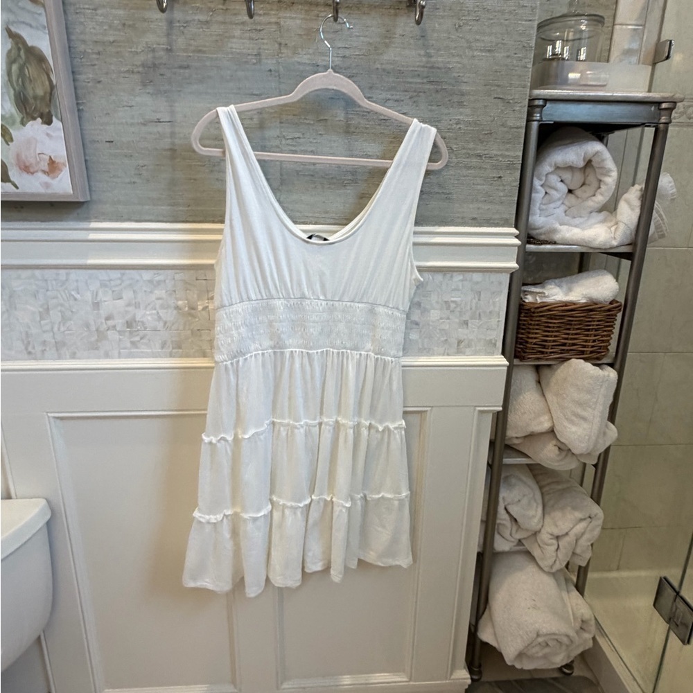 NWT new large sleeveless tiered smocked sundress white dress - Picture 11 of 13